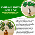 Monstera leaves 1 set of 3 - 5 stained glass decor,Home table desk plant decor- garden plant-Boho Decor gift,Gift for mom,Mothers day gift
