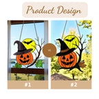 Unique stained glass pumpkin suncatcher for witchy Halloween décor