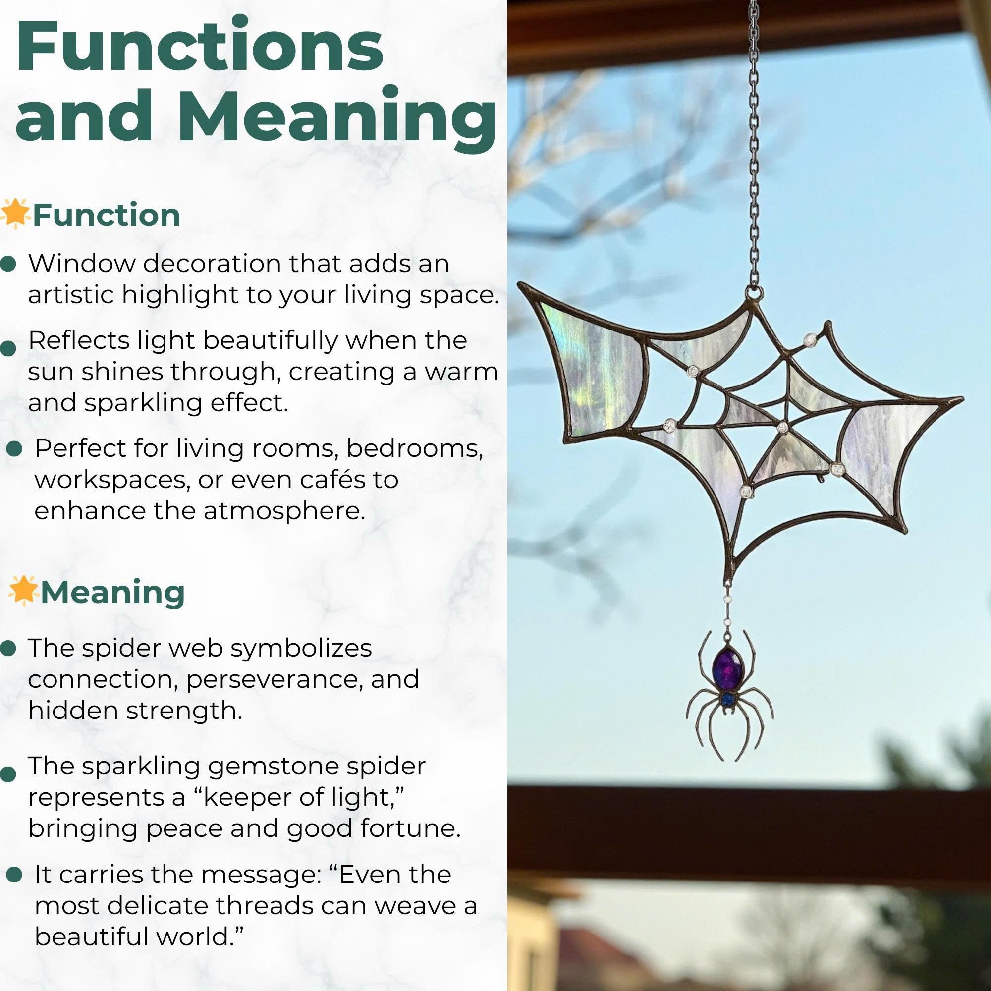 Halloween stained glass spider suncatcher gothic witchy decoration
