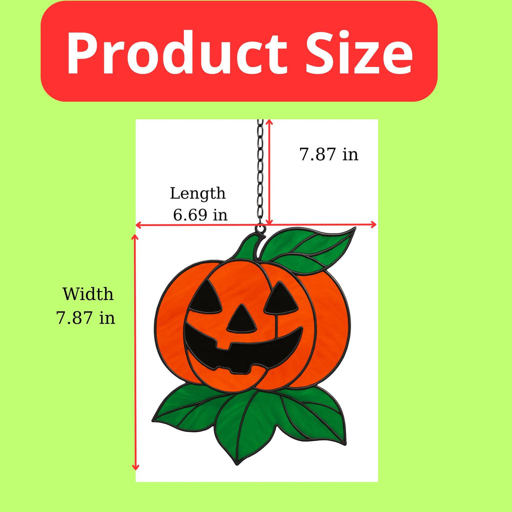 Halloween stained glass pumpkin suncatcher for fall window decoration