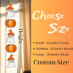 Handmade stained glass Halloween suncatcher featuring cute ghosts with witch hats and orange pumpkins, window hanging decoration