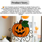 Handcrafted stained glass pumpkin Halloween suncatcher for spooky home décor