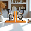 Stained Glass Butterfly Bookends: Handmade Oak Wood, Nature Decor