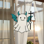 Cute stained glass ghost Halloween ornament for spooky window decoration