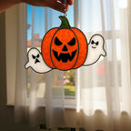 Cute stained glass pumpkin ghost Halloween window hanging decoration