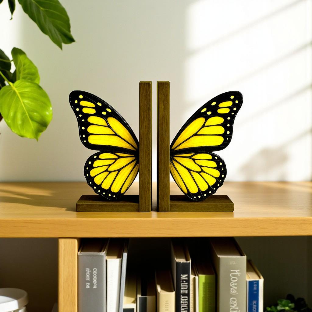 Stained glass butterfly suncatcher yellow design handmade window decoration