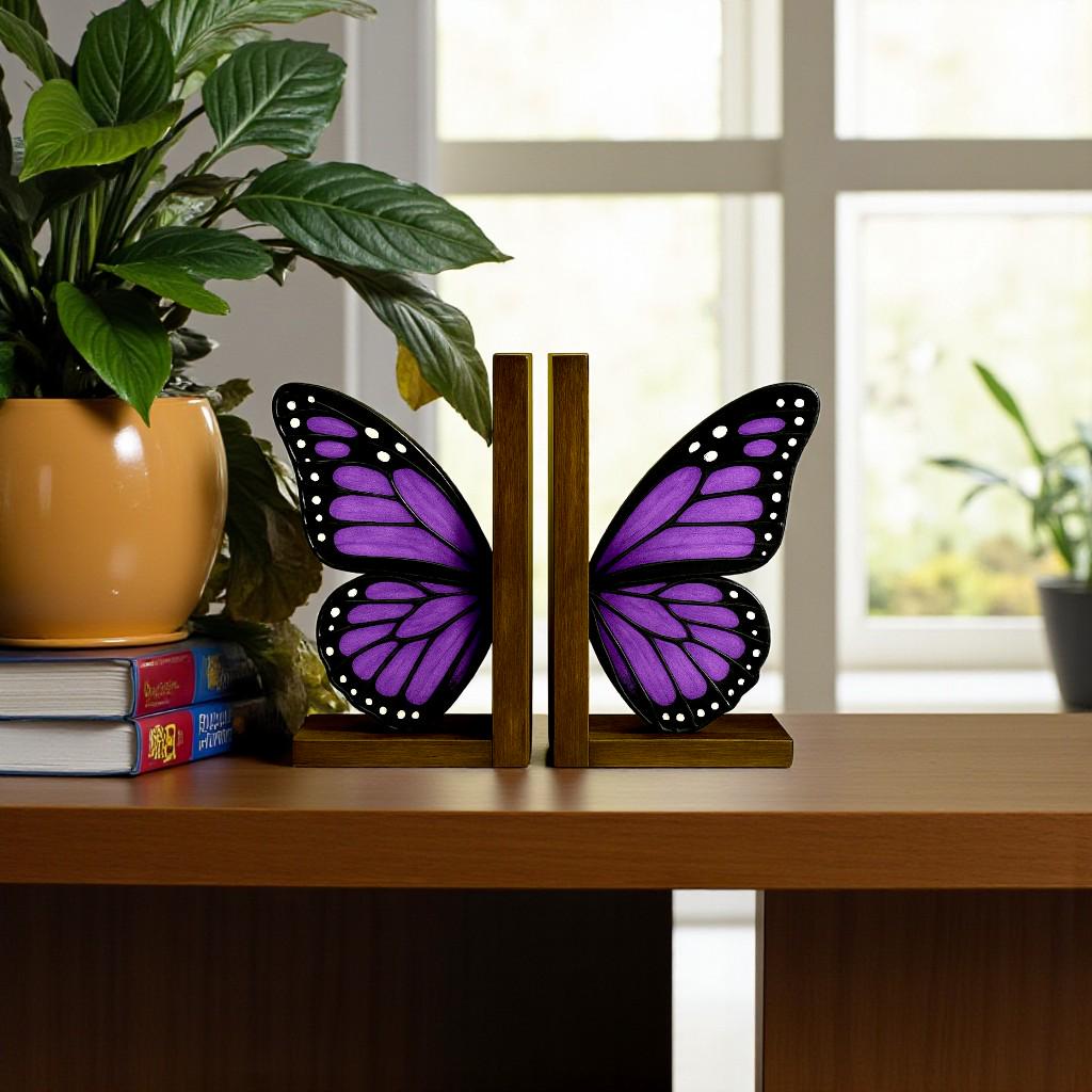 Yellow stained glass butterfly ornament for window and shelf home decoration