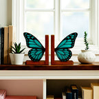 Blue stained glass butterfly window hanging ornament handmade home décor