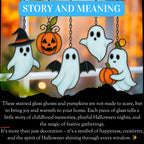 Halloween stained glass suncatcher with ghosts and pumpkins – product story and meaning.