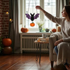Handmade stained glass bat Halloween suncatcher for home décor