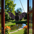 Halloween stained glass pumpkin and bat window decoration