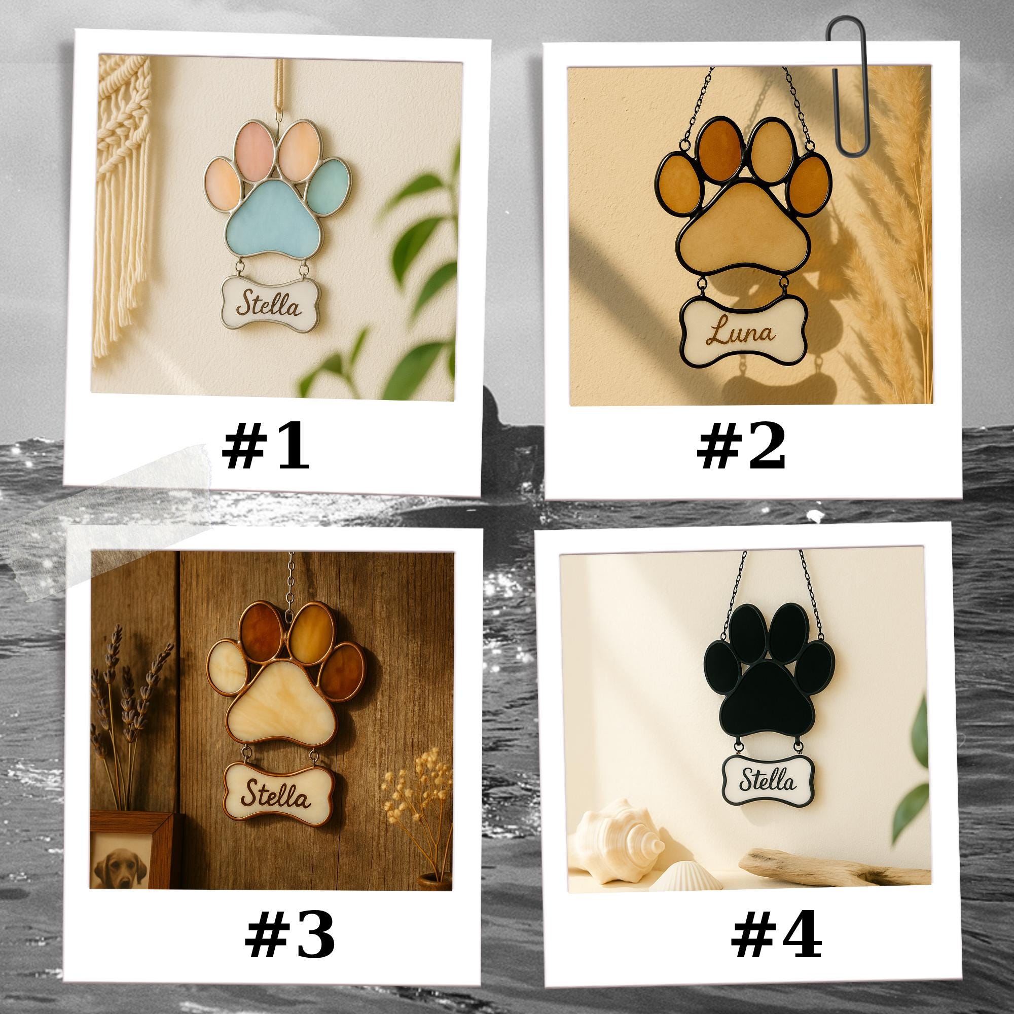 Personalized Stained Glass Paw Print Suncatcher | Custom Pet Memorial Gift | Dog Cat Loss Ornament Home Decor for Pet Lovers