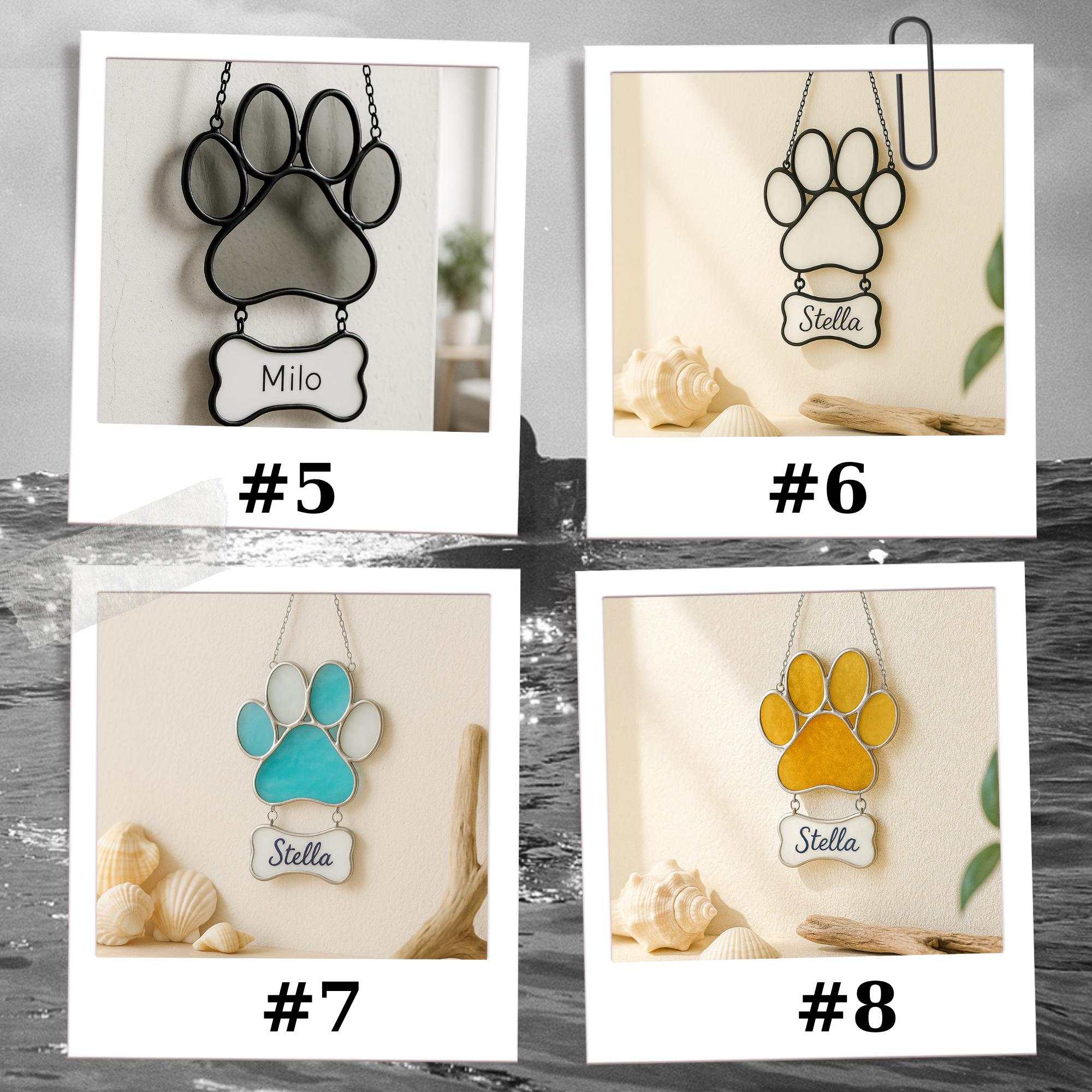 Personalized Stained Glass Paw Print Suncatcher | Custom Pet Memorial Gift | Dog Cat Loss Ornament Home Decor for Pet Lovers