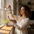 Handmade stained glass spider web Halloween window hanging décor