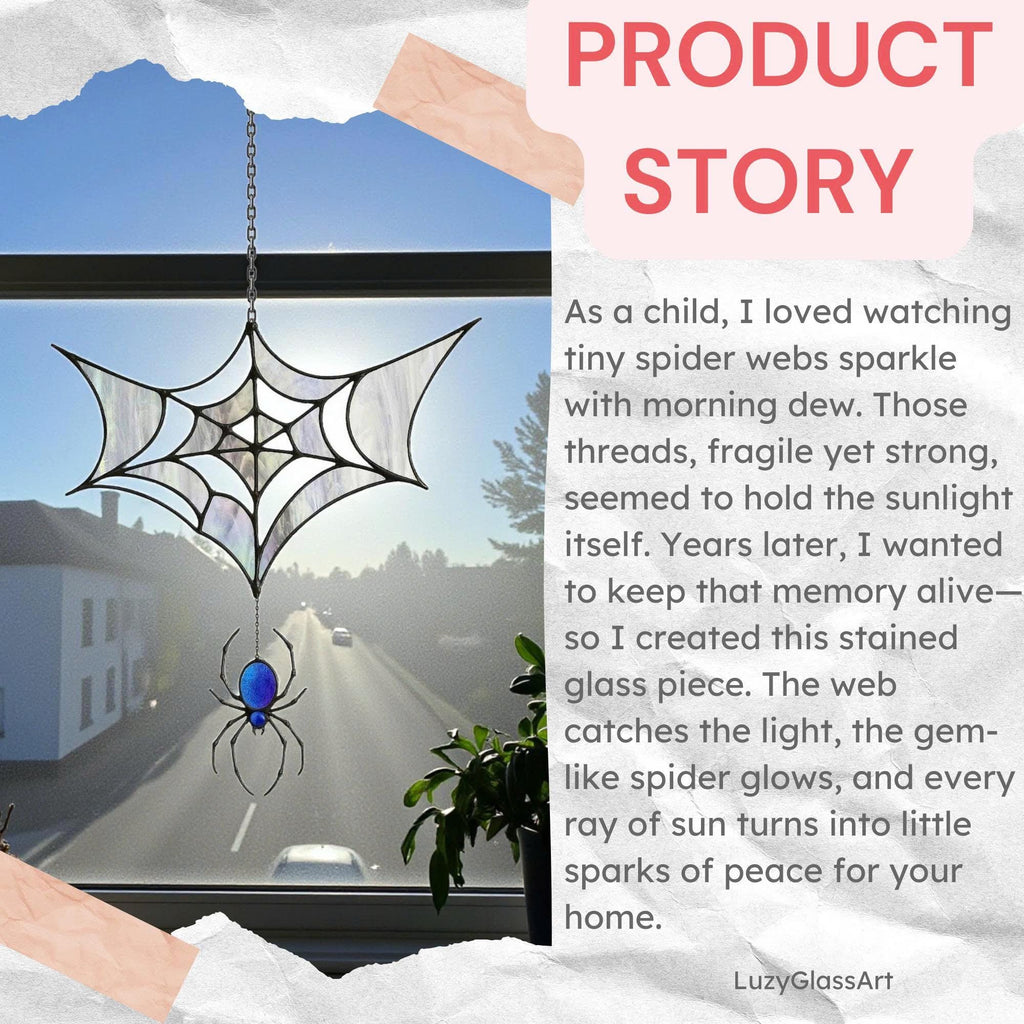 Stained glass spider web ornament for Halloween gothic home decoration