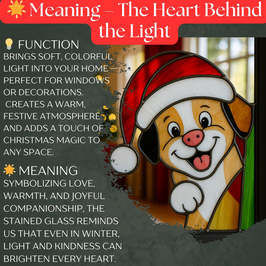 Stained Glass Cat & Dog Christmas Suncatcher|Handmade Pet Ornament,Peekaboo Animal Window Decor, Holiday Gift, Cute Wall Art for Home Lovers