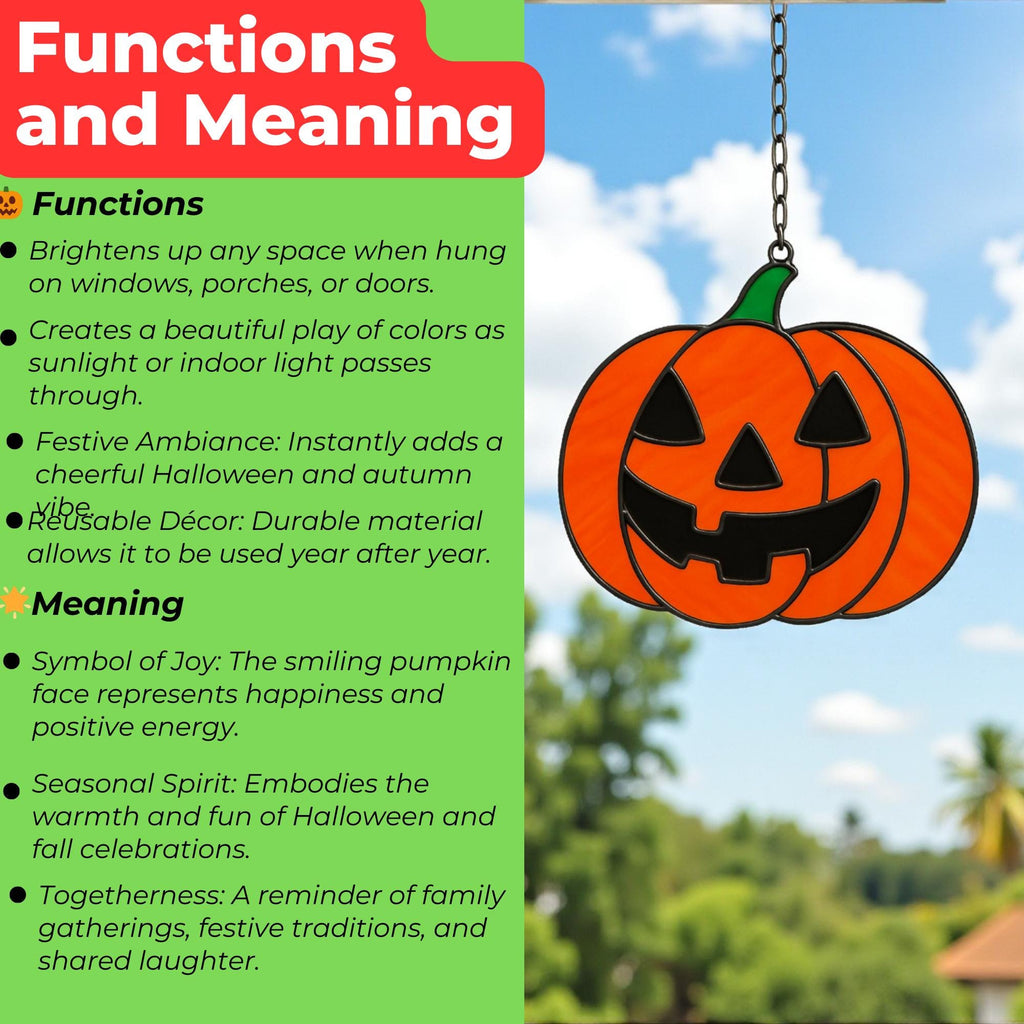 Halloween stained glass pumpkin gothic witchy decoration for window