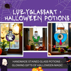 Halloween Stained Glass Potion Bottle Suncatcher: Ghost, Eyeball Decor