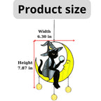 Crescent moon stained glass witch Halloween suncatcher gothic décor