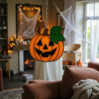 Halloween stained glass pumpkin window decoration for gothic living room décor