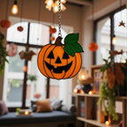 Halloween stained glass pumpkin suncatcher gothic fall window decoration
