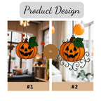 Halloween stained glass pumpkin spooky fall decoration for windows and homes