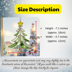 Size description infographic for the stained glass Christmas tree, showing a height of ~7.1 inches (18cm) and width of ~4.7 inches (12cm)