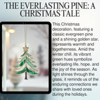 A Christmas Tale" infographic for the stained glass pine tree, describing the product as a symbol of love and connection.