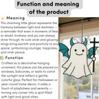 Halloween stained glass smiling ghost window hanging gothic ornament