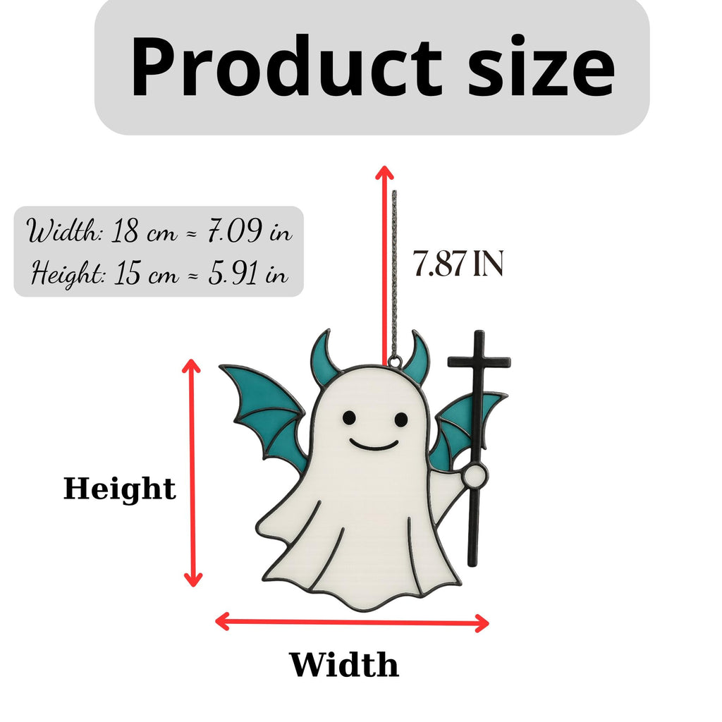 Halloween ghost stained glass suncatcher for fall spooky home decoration