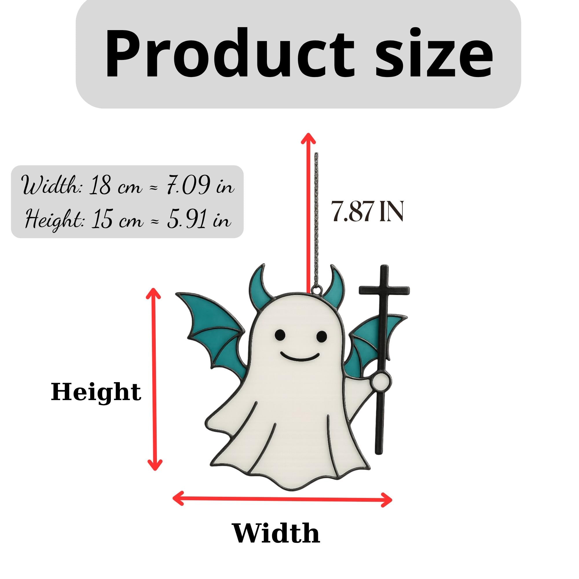 Halloween ghost stained glass suncatcher for fall spooky home decoration