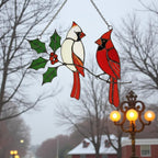 Stained Glass Cardinal Suncatcher, Memorial Gift for Mom, Sympathy Bird Art Decor, Christmas Window Hanging, Unique Bereavement Gift, friend