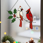 Stained Glass Cardinal Suncatcher, Memorial Gift for Mom, Sympathy Bird Art, Christmas Window Decor, Unique Bereavement Present, Bird Lover