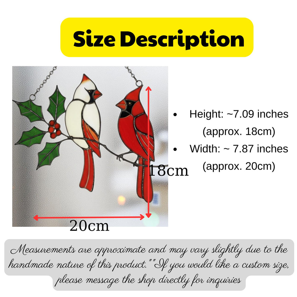 Stained Glass Cardinal Suncatcher, Memorial Gift for Mom, Sympathy Bird Art Decor, Christmas Window Hanging, Unique Bereavement Gift, friend