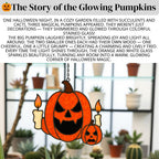 Halloween stained glass pumpkin ornament with ghosts for fall decoration
