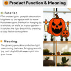 Handcrafted stained glass pumpkin and ghost suncatcher for window décor
