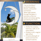 Stained Glass Cat on the Moon Suncatcher, Cat Memorial Gift, Pet Loss Keepsake, Handmade Window Hanging Art, Cat Lover Home Décor Gift