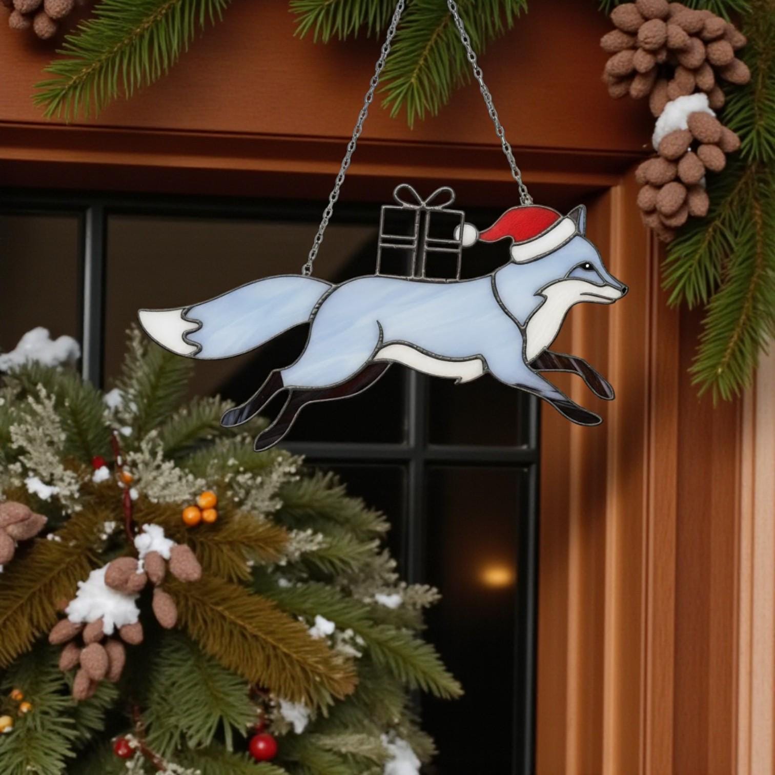 “Meaning and Function” detail card featuring fox stained glass ornament in cozy room.