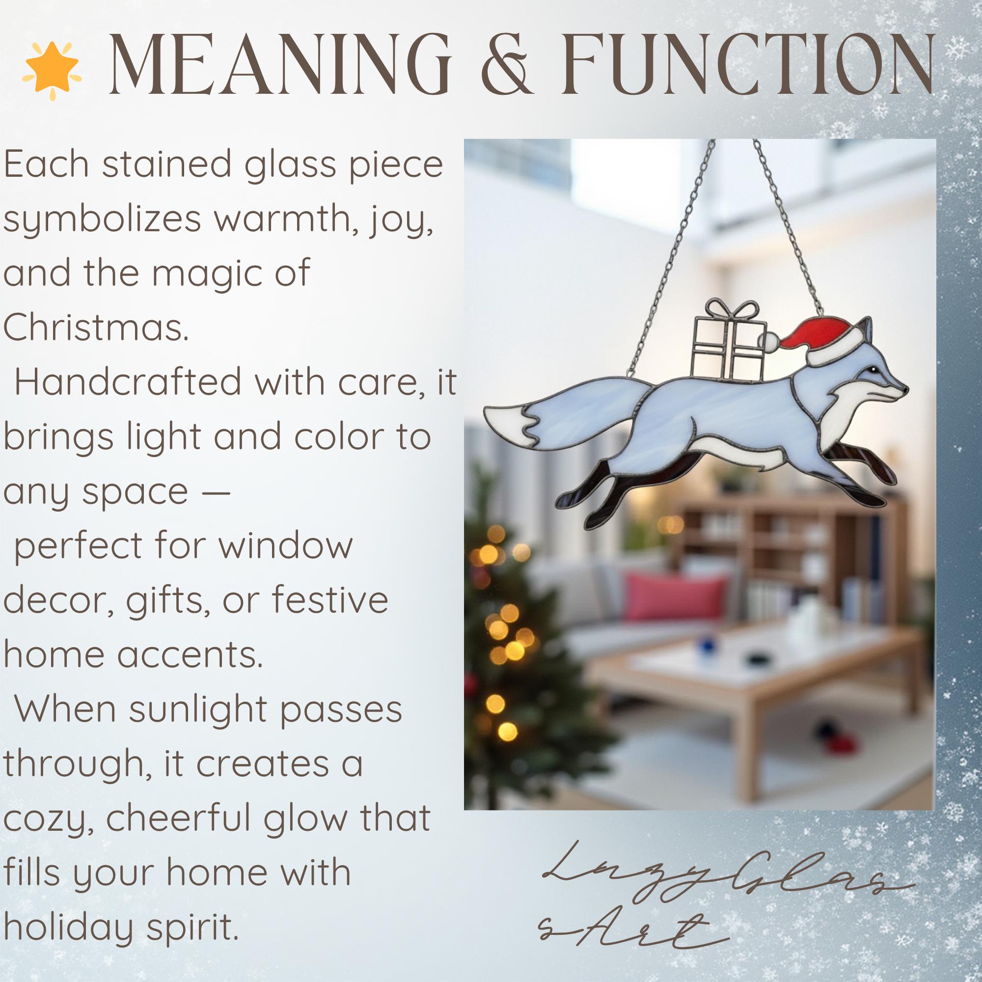 “The Light of Christmas” description card for handmade stained glass ornaments.
