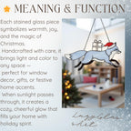 “The Light of Christmas” description card for handmade stained glass ornaments.