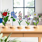 Stained Glass Birth Flower Gift – Handmade Birthday Window Decor for Her, Mom, Friend, Floral Suncatcher, Personalized Home Decoration, gift