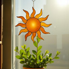Stained Glass Sun Suncatcher – Handmade Sun Window Decor, Boho Wall Hanging Ornament, Summer Home Decoration Gift for Her, Mom, or Friend