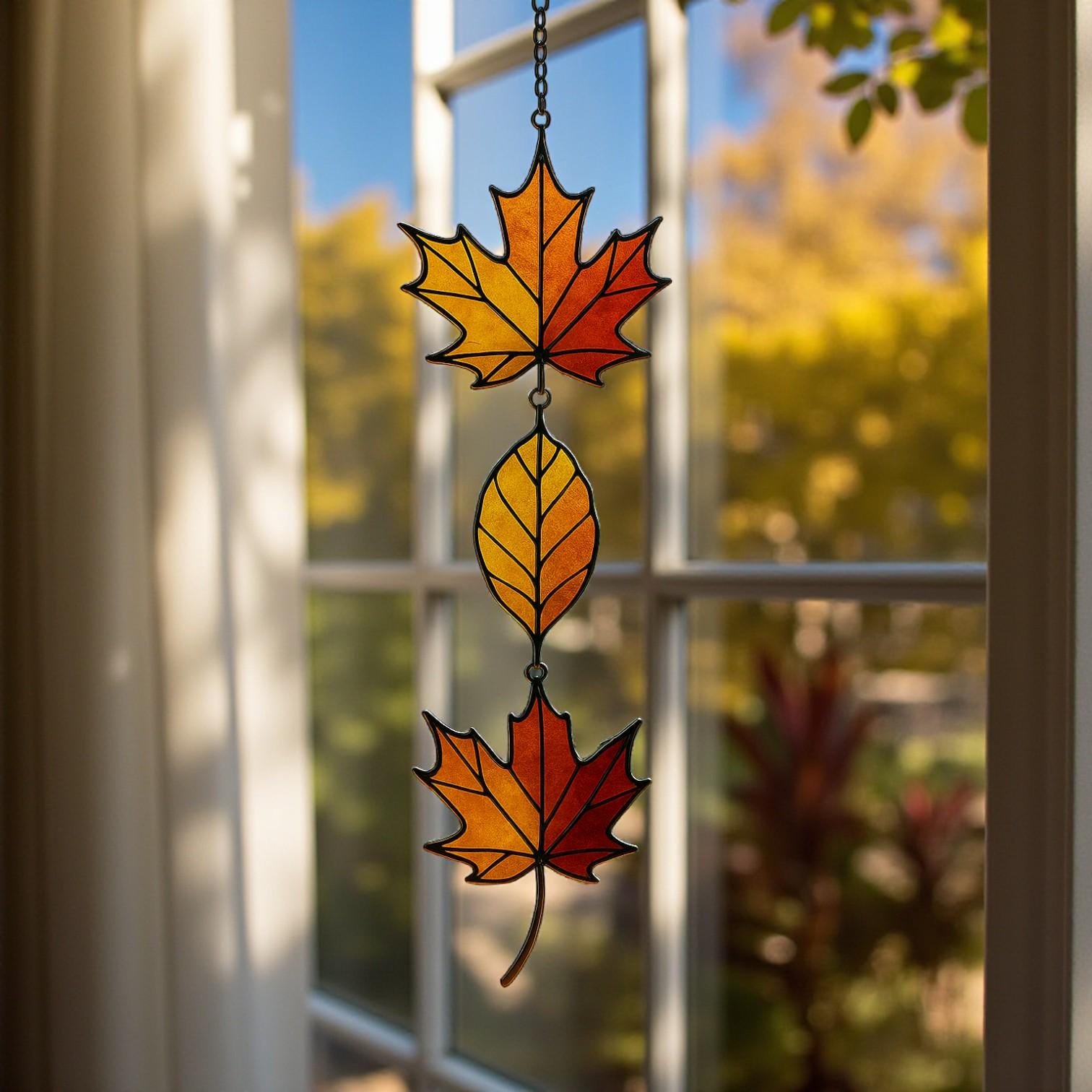 Handmade stained glass ghost Halloween ornament for gothic fall home decoration