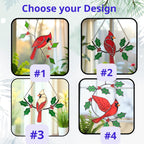 Christmas red cardinal stained glass art – handmade gift symbolizing hope and remembrance.