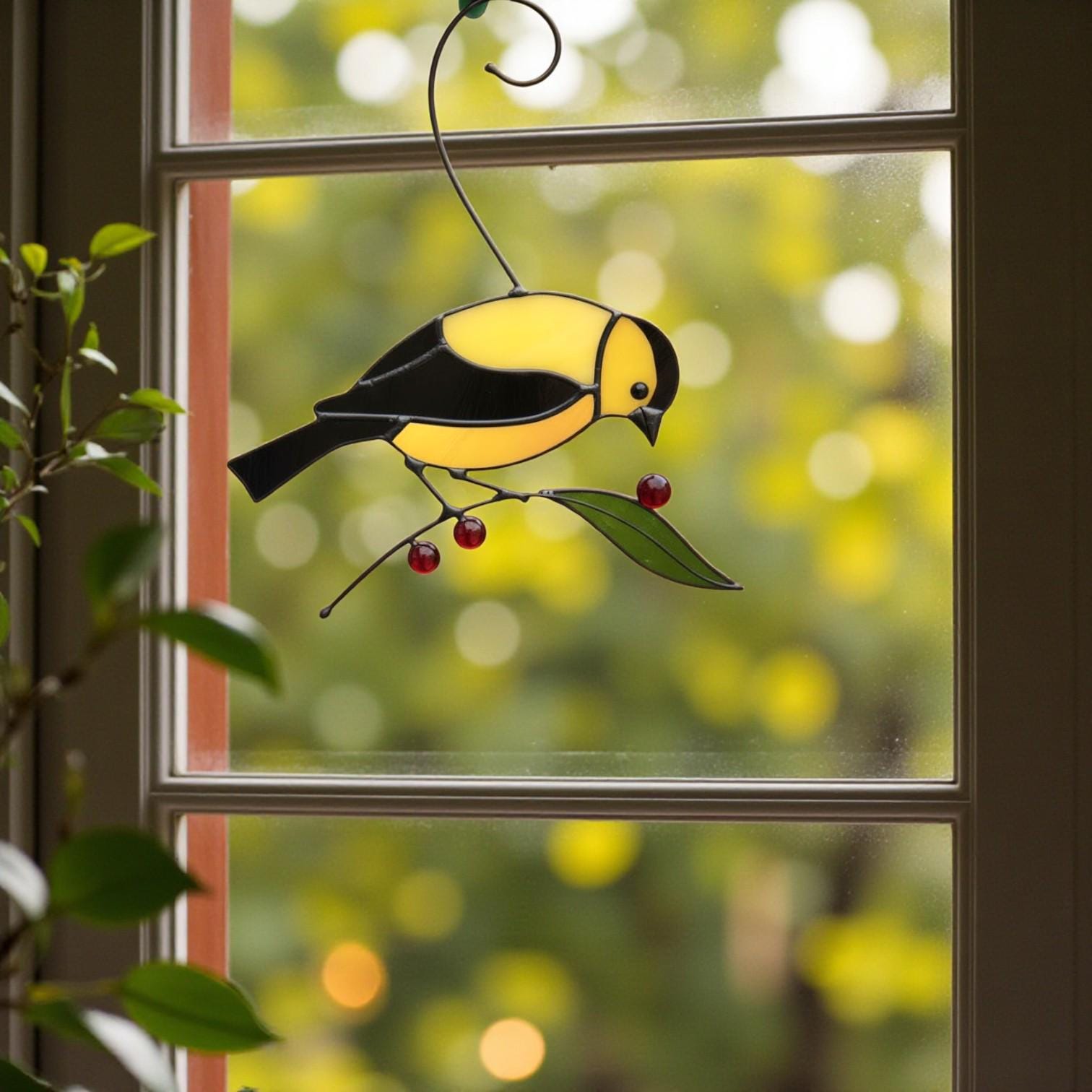"Lovers Dance" stained glass hummingbirds, purple flower window hanging, romantic handmade custom gift for couples or wedding.