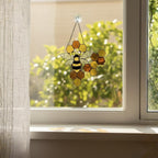 Bee & Honeycomb Stained Glass Suncatcher – Handmade Yellow Window Hanging Decor, Gift for Bee Lovers, Nature Inspired Glass Art Ornament