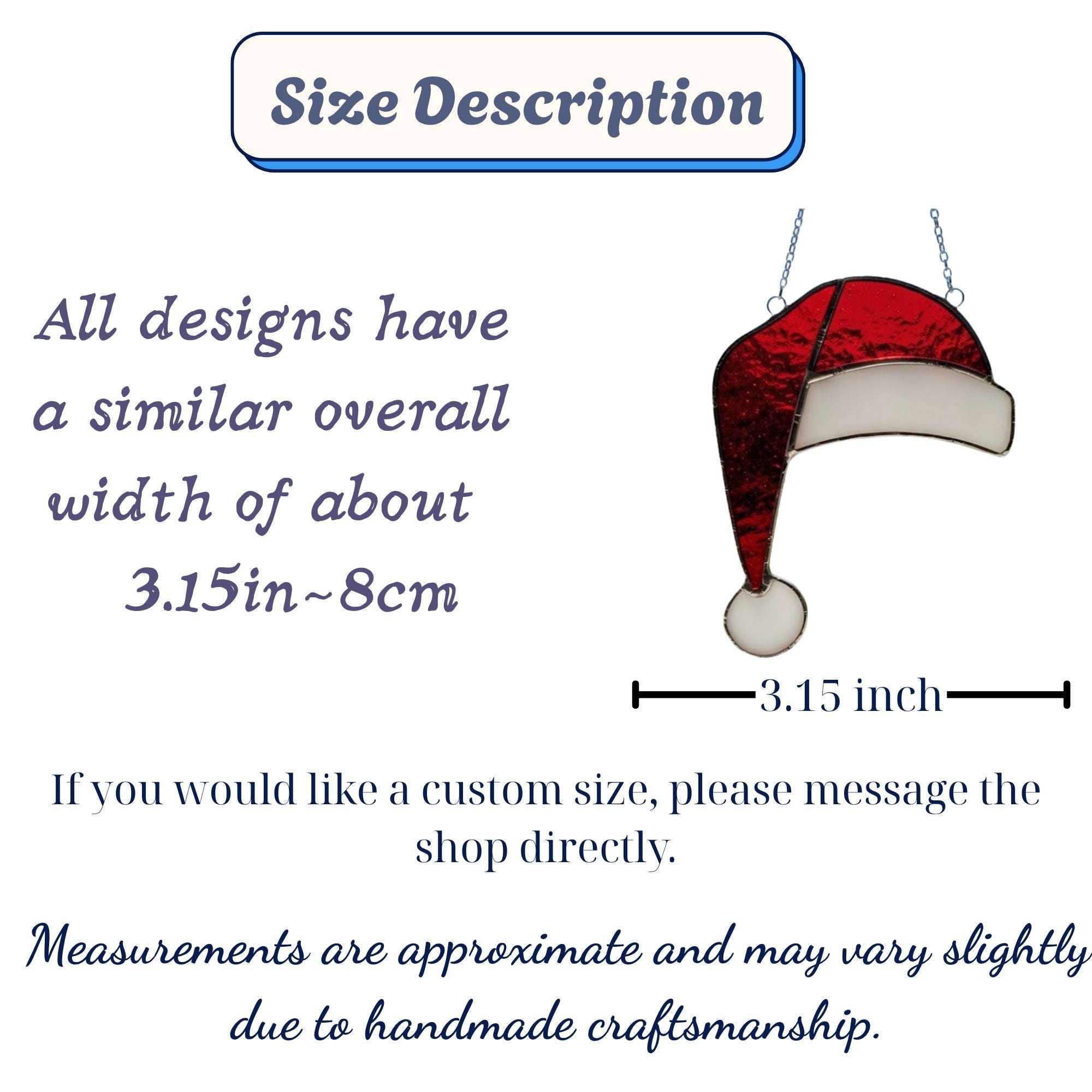 Santa Hat Stained Glass Suncatcher – Handmade Christmas Window Ornament, Holiday Home Decor, Festive Gift, Red and White Glass Art