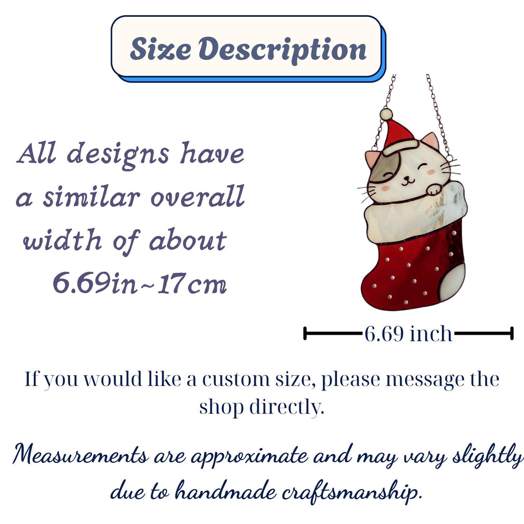 Thank you card for stained glass Christmas cat buyers, warm holiday message from artist.