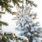 A detailed stained glass color chart displaying a variety of colors available for custom orders of the Christmas ornament