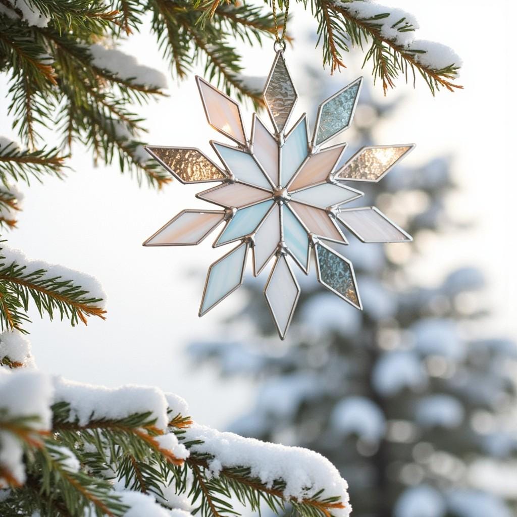 A detailed stained glass color chart displaying a variety of colors available for custom orders of the Christmas ornament